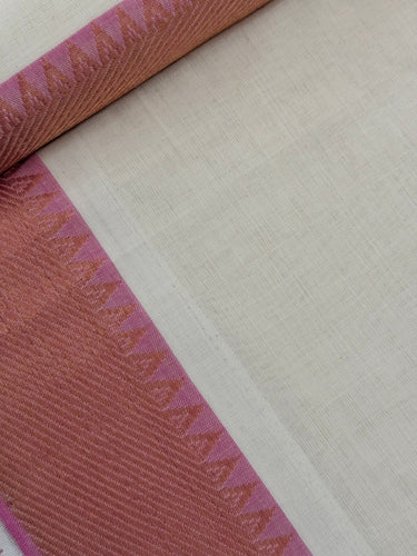 Handwoven Mangalgiri Cotton Saree | White | Gold Zari | Handwoven | Ships from California
